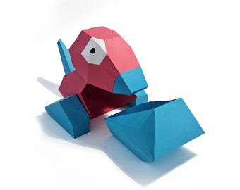 Porygon 3D papercraft for Cricut or Silhouette Cameo, pdf, svg, Paper Sculpture, Low Poly DIY, gift, pokemon