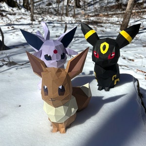 Tutte le evoluzioni di Eevee Papercraft, stampate in 3d, per Cricut o Silhouette Cameo, pdf, svg, Scultura di carta, Low Poly fai da te, Pokemon