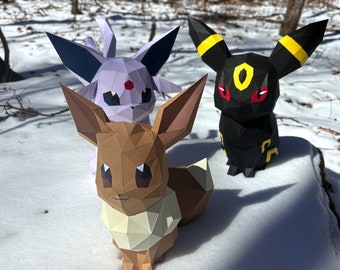 All Eevee Evolutions Papercraft, 3d printed, for Cricut or Silhouette Cameo, pdf, svg, Paper Sculpture, Low Poly DIY, Pokemon
