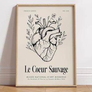 Franse Coquette Art Illustratie Klassieke Academia Esthetische Franse Woorden Print Wild Heart poster vintage Franse Coquette Room illustratie