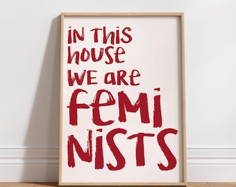 Feminist Print, in this house we are feminists, coquette wall art, Powerful Quote Print Girly Wall Art girl power print, feminine artwork
