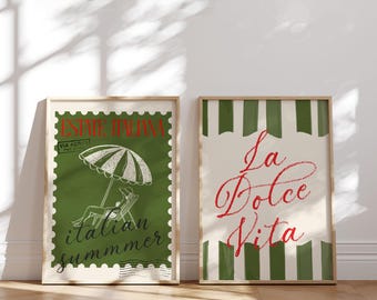 Italy Art Print Aesthetic italian words print La dolce vita poster Italian summer Vintage Poster coquette decor Italy travel poster affiche