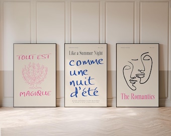 French Words Print, Aesthetic Paris Art, French Coquette poster, girly romantic dorm decor, french summer print, Contemporary wall art