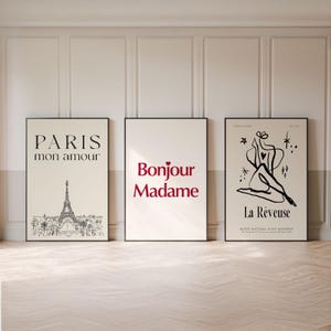 Parisian Wall Art Print Set: French Quotes, Eiffel Tower (Digital Download)