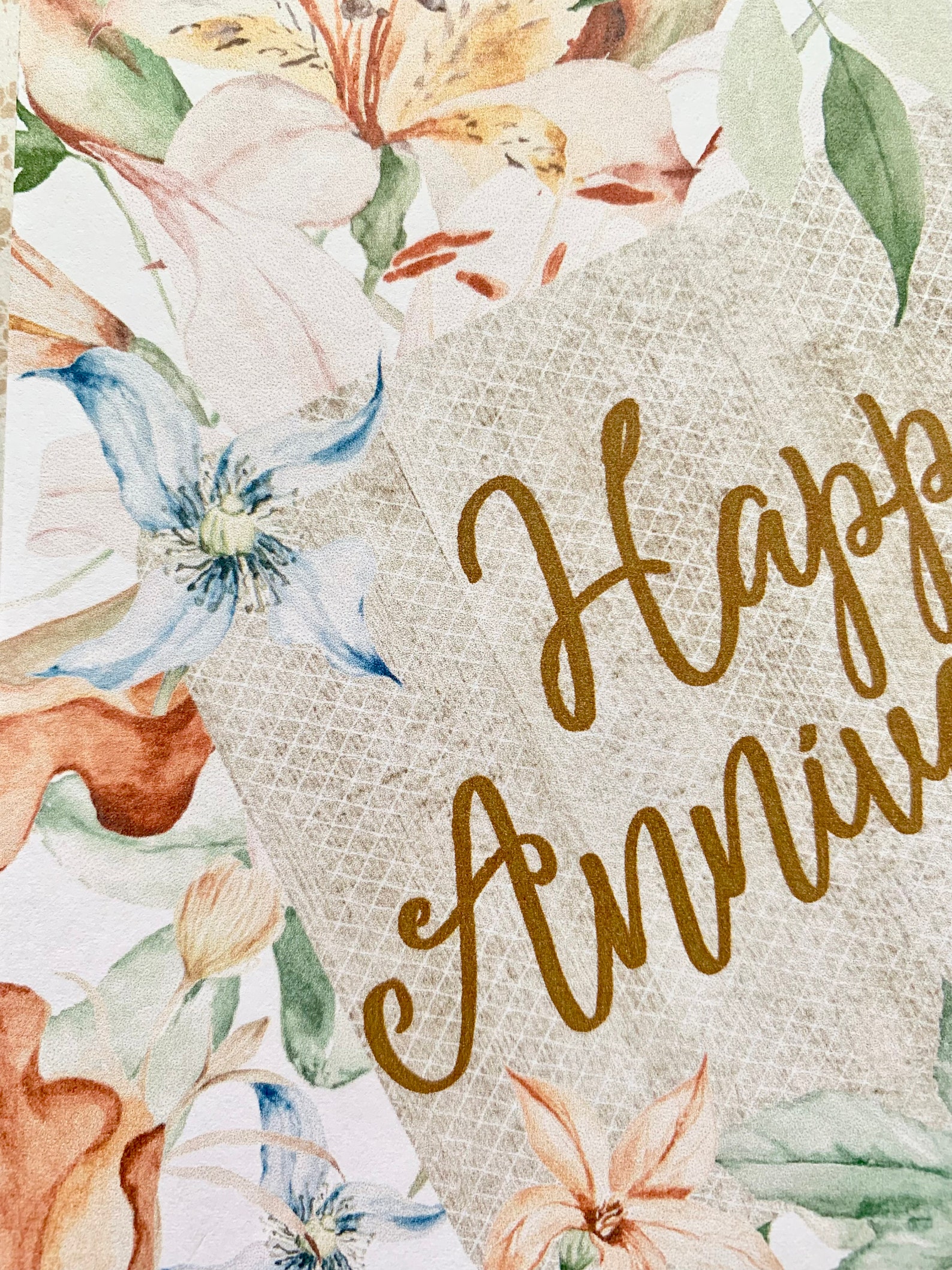 Happy Anniversary Card With Gift Tag and Ribbon on a Etsy