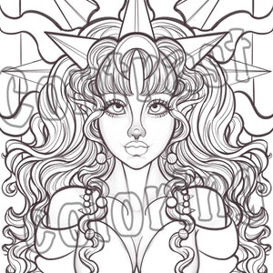 Celeste: Original Sun Goddess (redrawn) Printable Coloring Page With