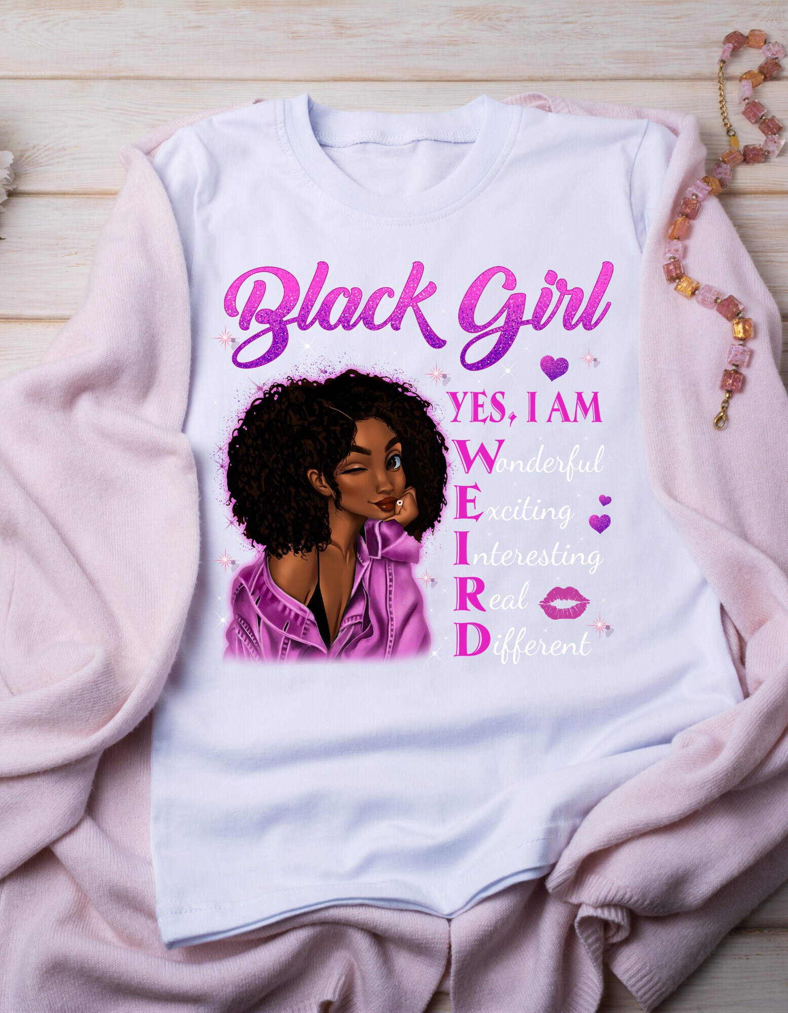 Black girl tshirt pink shirt pretty black girl Etsy