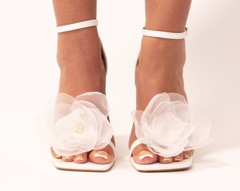 NEW Organza Ivory Flower BRIDAL Heel CLIP Accessories