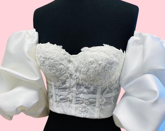 Detachable Wedding Sleeves, Puff Bicep Sleeves, Mikado, Organza or Satin