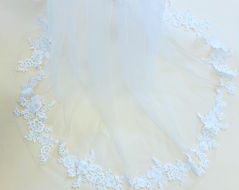 Lace appliqué Veil made in the U.K.