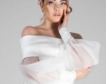 Detachable wedding sleeves with Cuffs Wedding dress Sleeves, bicep sleeves  - Organza and Satin