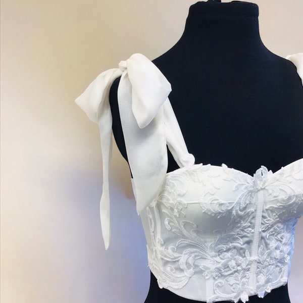 100% Silk chiffon Bow/Scarf Dress Straps detachable or sew ons - Wedding dress Sleeves - Pure Silk