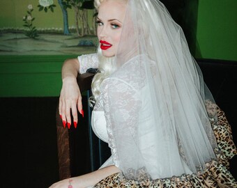 Leopard Print Wedding theme -  Chiffon ruffled edge Dramatic VEIL - made in the UK