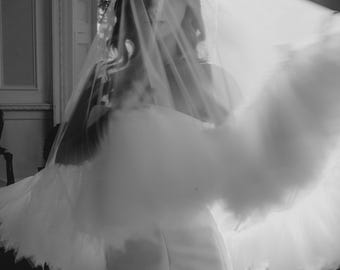 Fluffy ruffled edge Dramatic VEIL - made in the UK 2 sizes available