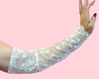 Detachable Floral Lace Wedding Sleeves: UK Made Bridal Arm Coverings