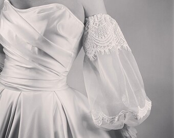 Detachable wedding sleeves Wedding dress Sleeves - Organza and lace