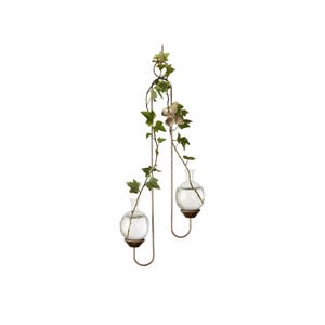 Handmade Double Plant Propagation Vase with Brass Butterfly