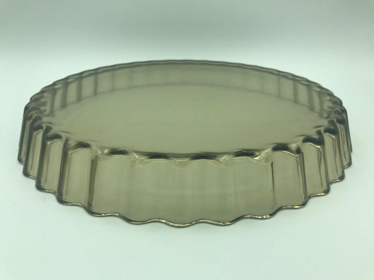 Large Fluted Glass Flan Dish Etsy