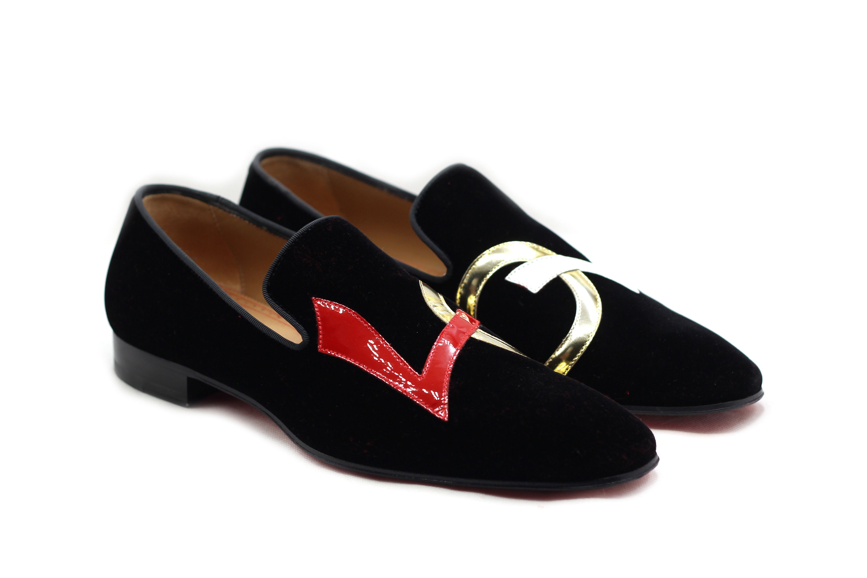 Christian Louboutin Dandylove Black Velvet Men's Loafer Slip Christian Louboutin Dandylove Black Velvet Men's Loafer Slip