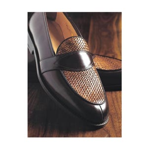 Custom Made Men&#39;s Genuine Woven Leather Brown slip on loafer Moccasin shoes