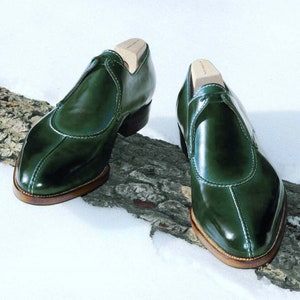 Handmade Green Leather Dress Shoes, Men Real Leather Formal Shoes, Lace up shoes