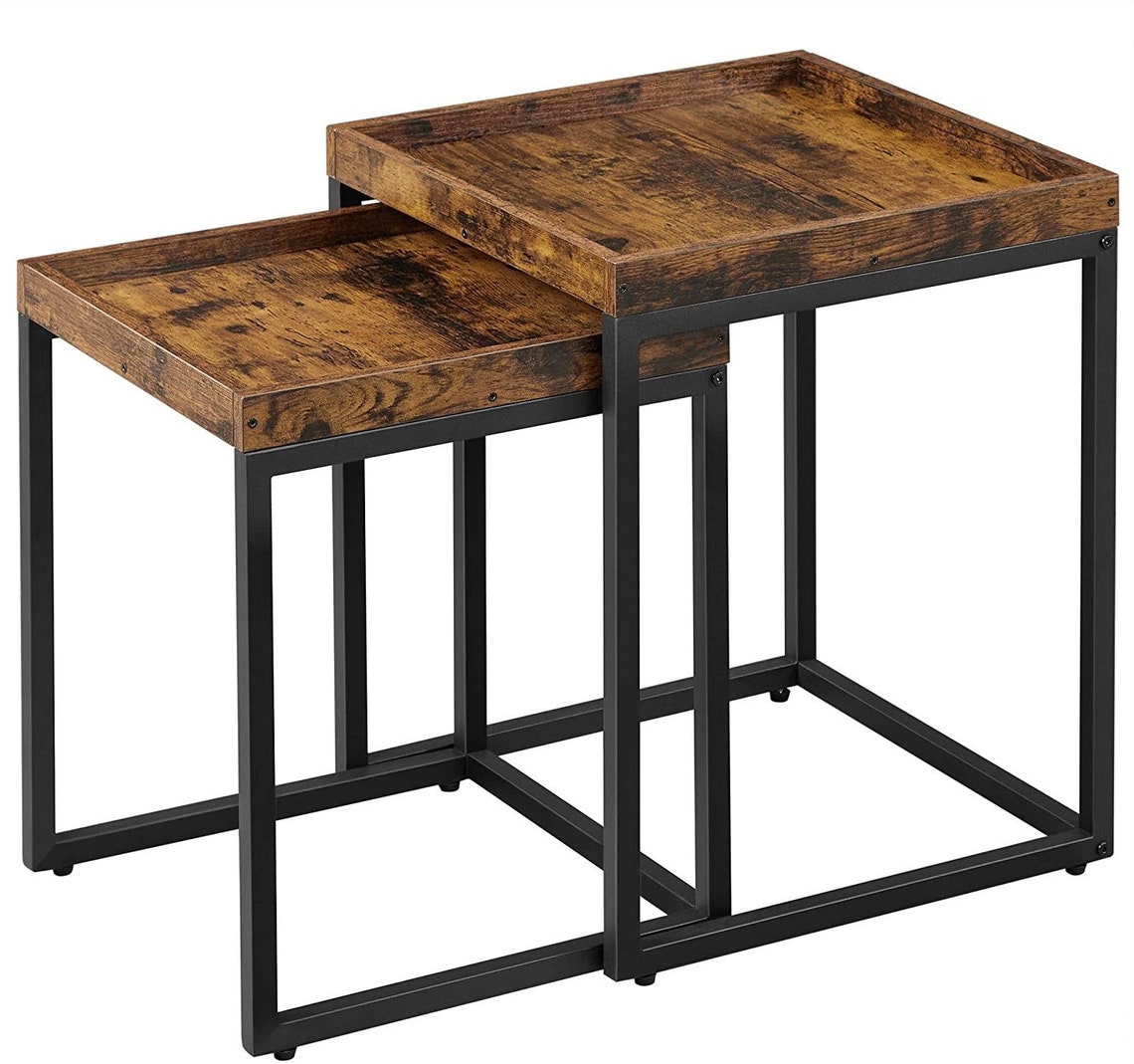 Vintage Industrial Nesting Tables Set of 2 Side Tables End Etsy