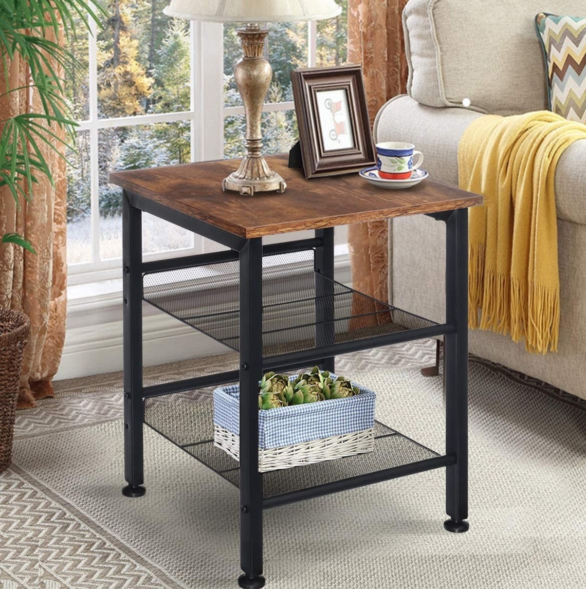 2021 Set of 2 Side Tables End Tables with 2Tier Adjustable Etsy