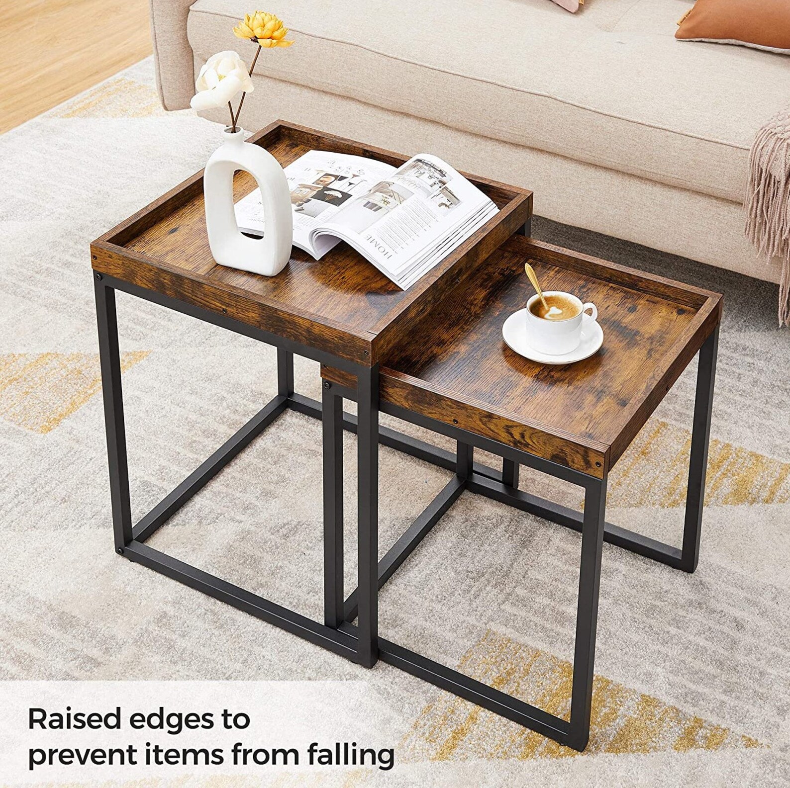 Vintage Industrial Nesting Tables Set of 2 Side Tables End Etsy