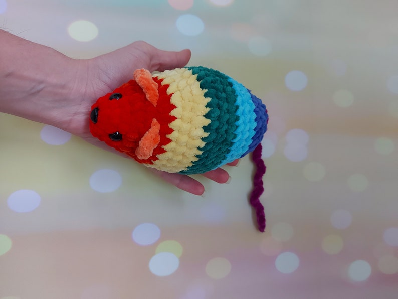 Rainbow mouse crochet pattern Amigurumi tutorial PDF in English mouse plush soft toy cute crochet woodland animal image 4