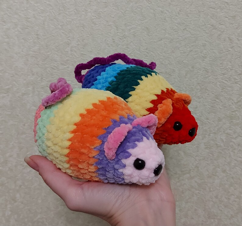 Rainbow mouse crochet pattern Amigurumi tutorial PDF in English mouse plush soft toy cute crochet woodland animal image 5