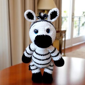 Crochet Zebra Plush Toy, Soft Stuffed Animal Zebra, Handmade Plushie Gift for Her, Amigurumi Zebra, Cute Plush Zebra Toy, Animal Lover Gift