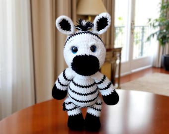 Crochet Zebra Plush Toy, Soft Stuffed Animal Zebra, Handmade Plushie Gift for Her, Amigurumi Zebra, Cute Plush Zebra Toy, Animal Lover Gift