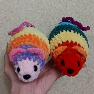 Rainbow mouse crochet pattern Amigurumi tutorial PDF in English mouse plush soft toy cute crochet woodland animal image 6