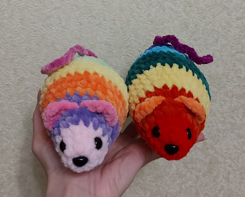 Rainbow mouse crochet pattern Amigurumi tutorial PDF in English mouse plush soft toy cute crochet woodland animal image 6