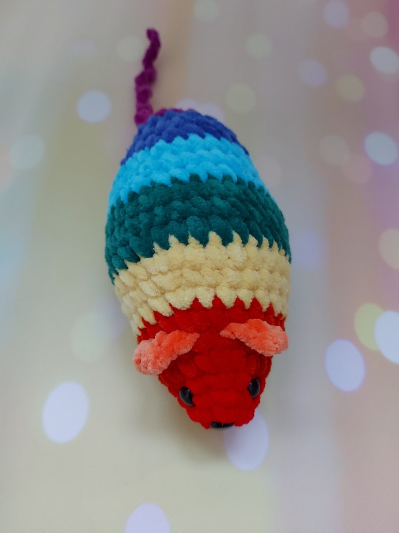 Rainbow mouse crochet pattern Amigurumi tutorial PDF in English mouse plush soft toy cute crochet woodland animal image 3