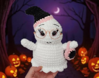 Crochet Halloween Ghost, Plush Ghost Toy, Cute Amigurumi Gift, Soft Handmade Nursery Decor, October Birthday Present, Spooky Holiday Friend