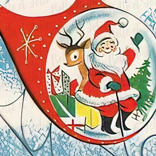 Retro Christmas Art Print Vintage Christmas Decorations Etsy