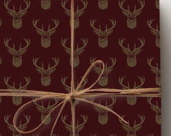 Rustic Deer Wrapping Paper for Hunter Gift Wrap Traditional Gift for Him Holiday Gift for Husband Boyfriend Gift Paper for Outdoor Lover