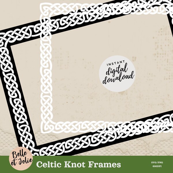 Celtic Border SVG PNG, Celtic Frame, St Patrick Frame Silhouette, Celtic Border Vector, Monogram Frame, Celtic Clipart Irish Border ephemera