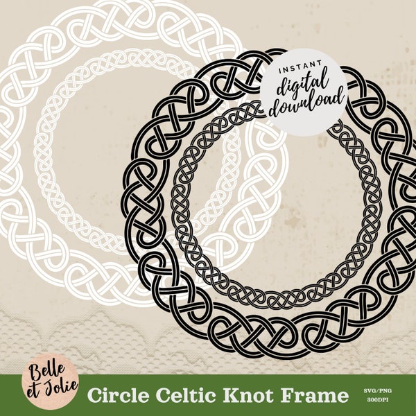 Circle Celtic Border SVG, Celtic SVG, Celtic Knot Bands, Circle Frame PNG, Celtic Frame, Celtic Designs, Celtic Graphics, Celtic Clipart