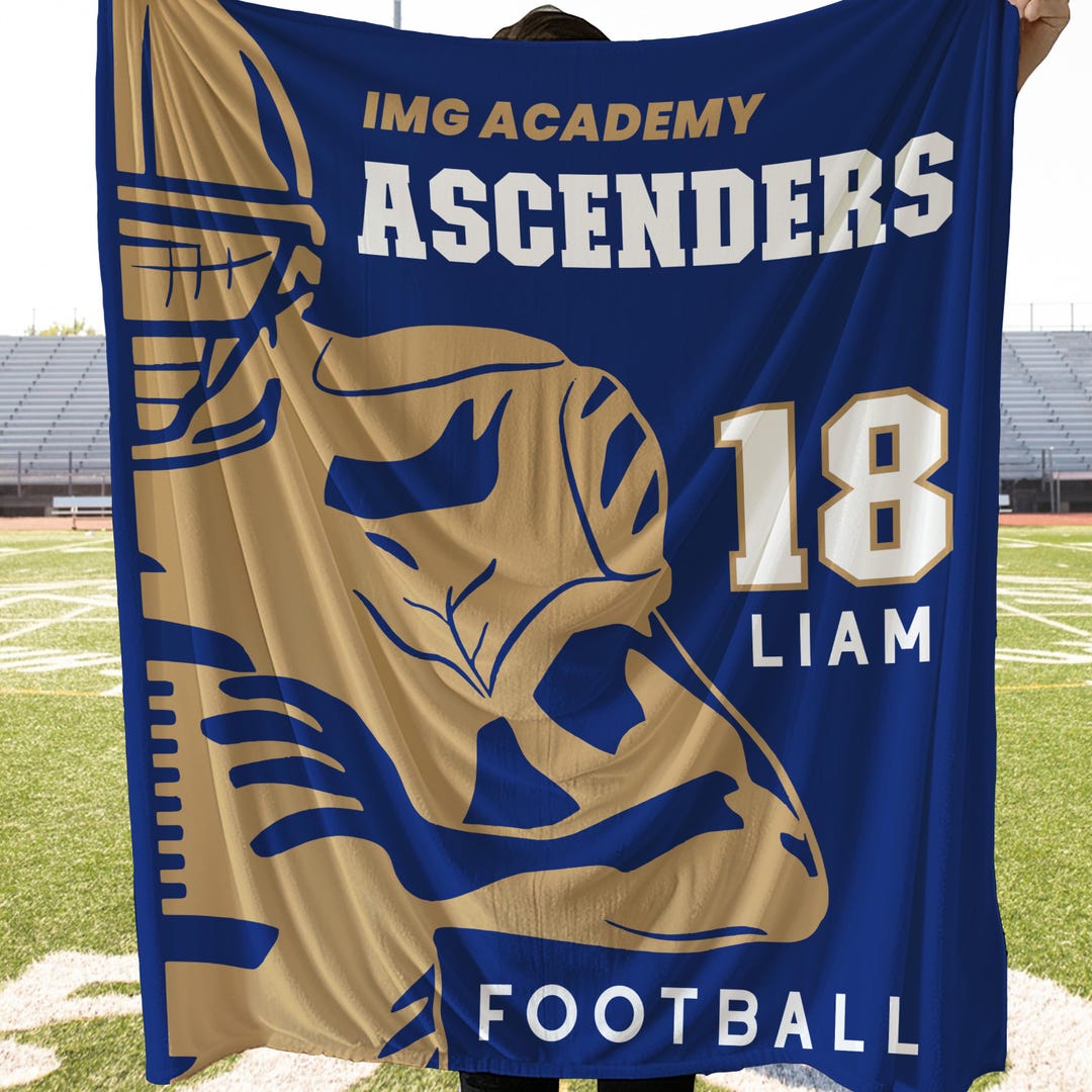 Personalized Football Blanket Custom Senior Night Gift High School
