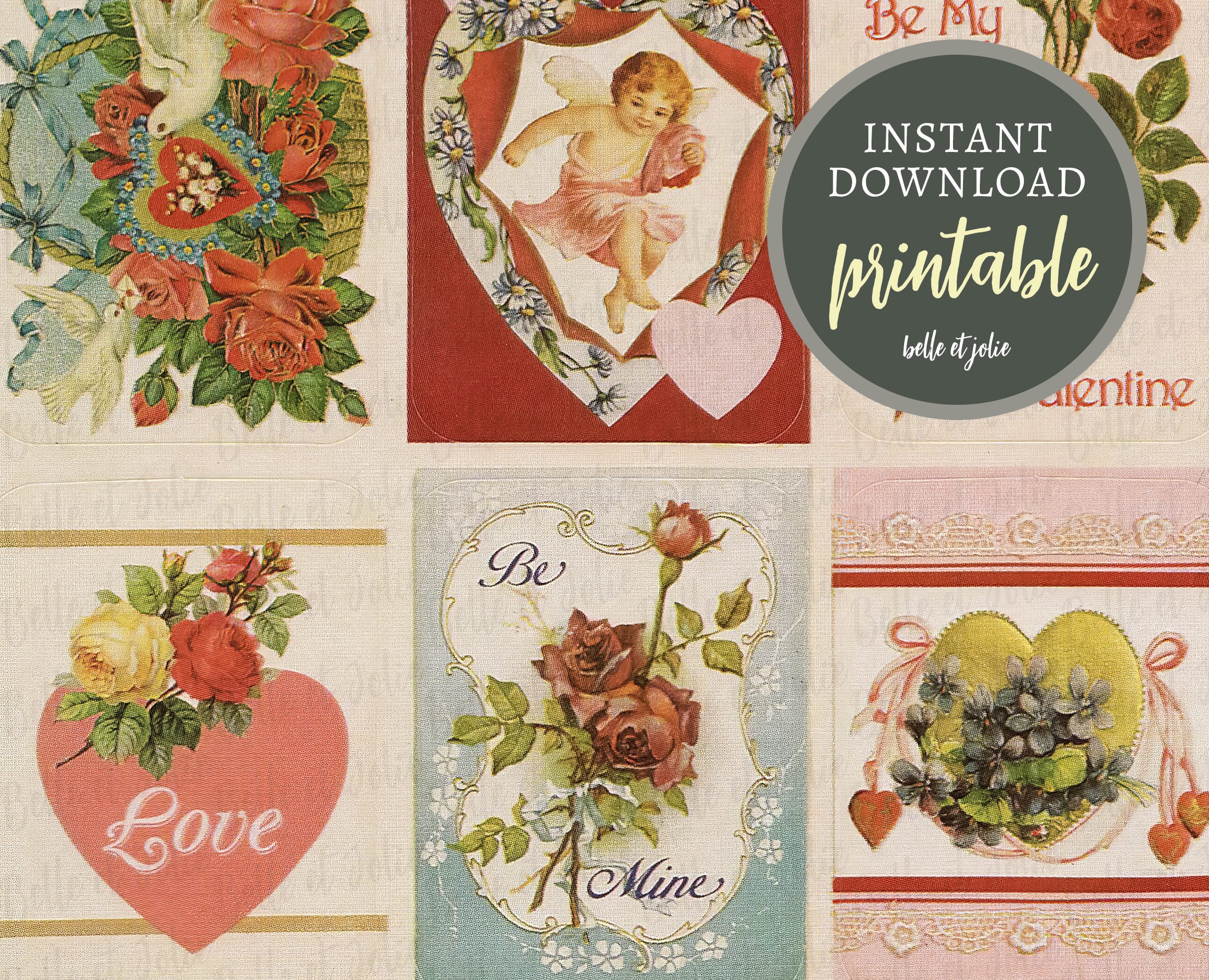 Victorian Valentine Clipart Sheet Vintage Valentine Printable - Etsy