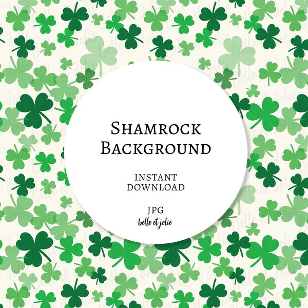 Shamrock JPG, Irish Digital Download, St Patricks Day Background, Irish Clipart, Green Lucky Clover, Clover Background, Junk Journal Paper