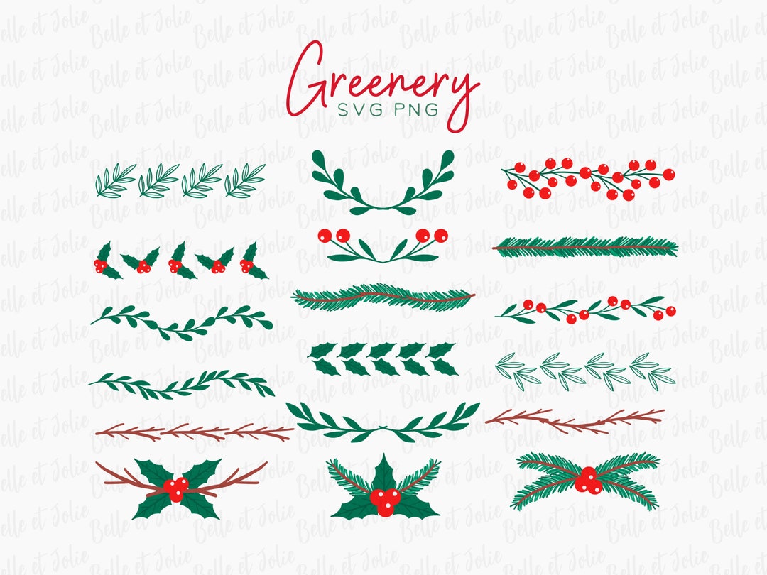 Christmas Greenery SVG, Christmas Holly Elements SVG PNG, Holiday