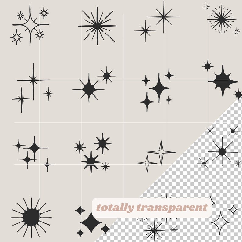 Whimsical and simple line art clipart bundle featuring star-like shapes and sketch-style graphic elements. This vector pack includes versatile embellishments for creative projects, including printable cards, stickers, t-shirts, planner pages, and digital scrapbooking. Ideal for crafters, designers, and hobbyists who love handmade touches.