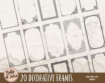 Decorative Art Nouveau Border Clipart, Art Deco Frames SVG, Wedding Frame Clipart Antique Ornate Frame Vintage Frame ephemera Wedding Invite