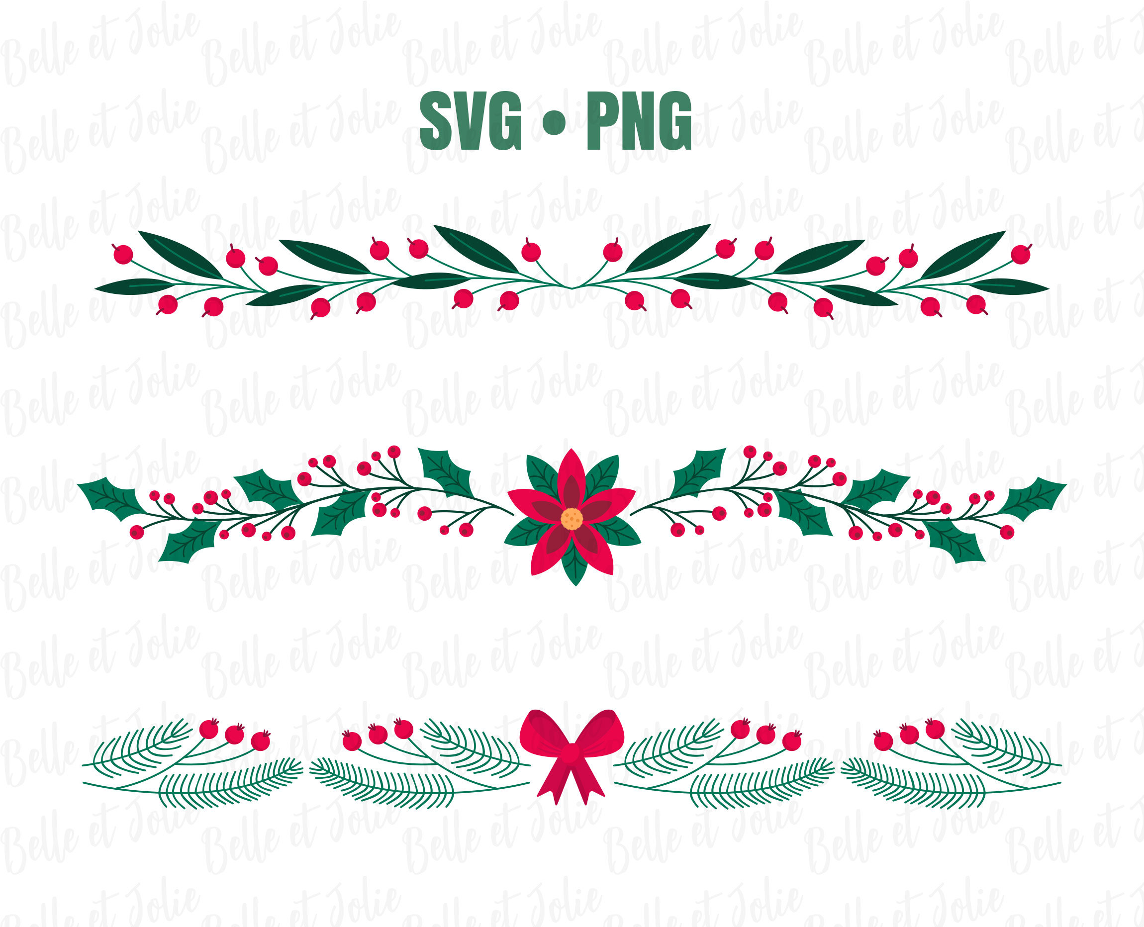Holly Borders SVG PNG Holiday Clipart Greenery Christmas Etsy Israel