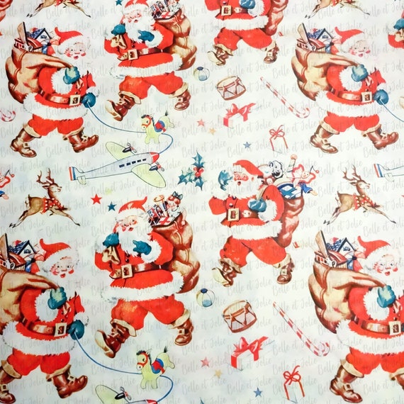 Vintage Santa Gift Wrap Sheets - Hand-painted Watercolor Santa