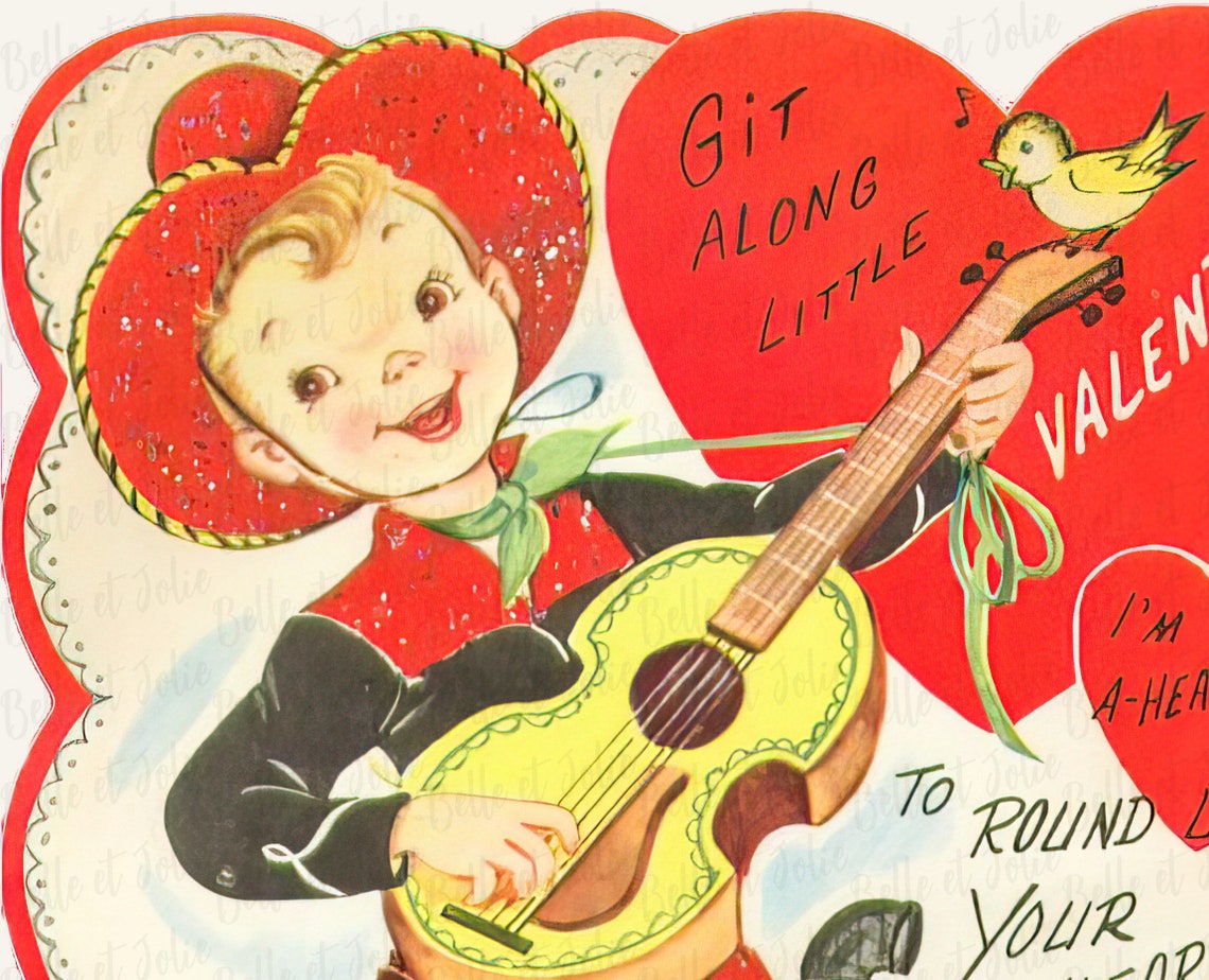 Printable Cowboy Retro Valentine Card Boy Valentine Vintage - Etsy