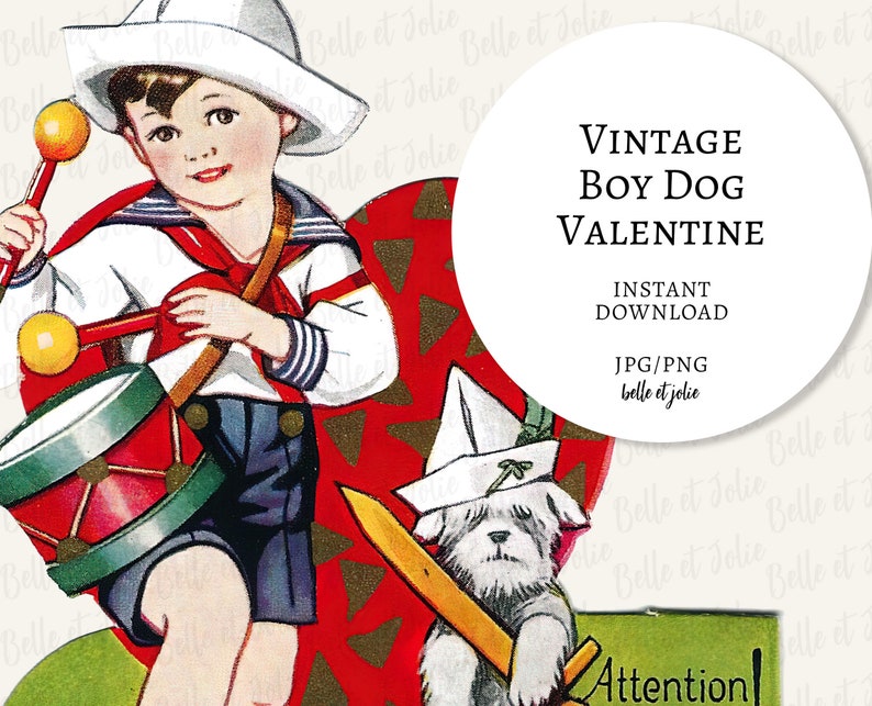 Printable Boy Valentine Vintage Valentine Drummer Boy With Etsy